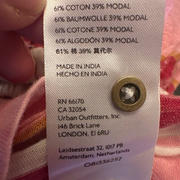 NWT Pilcro Pink Striped Button-Down Collared Shirt With Puff Sleeves Size Small - Picture 7 of 8